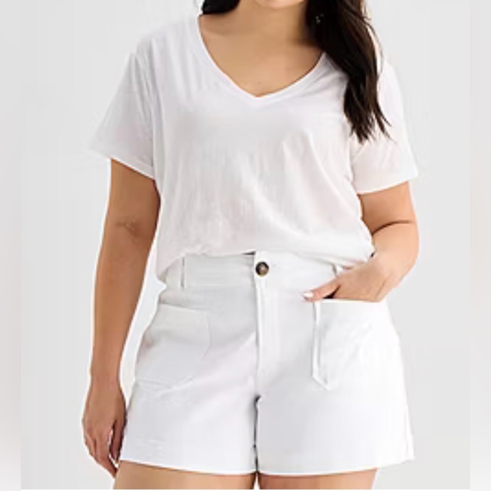 a.n.a Womens Plus VNeck Short Sleeve T-Shirt Size 1X NWT